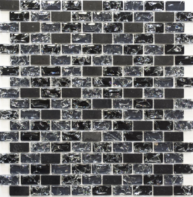 Carreau de mosaïque fond de cuisine Translucide noir Brick Mosaïque de verre Crystal pierre noire MOS87-b1128_f