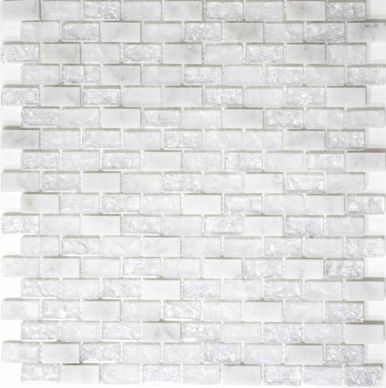 Carreau de mosaïque de fond de cuisine Translucide blanc Brick Mosaïque de verre Crystal pierre blanche MOS87-0111_f
