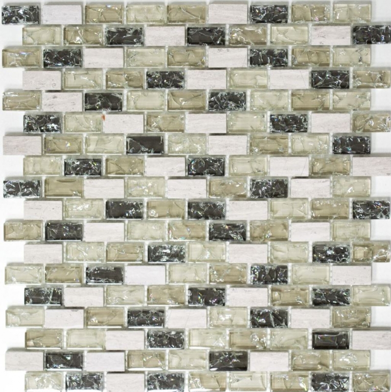 Carreau de mosaïque fond de cuisine gris-vert translucide Brick Mosaïque de verre Crystal pierre gris-vert MOS87-B1152_f