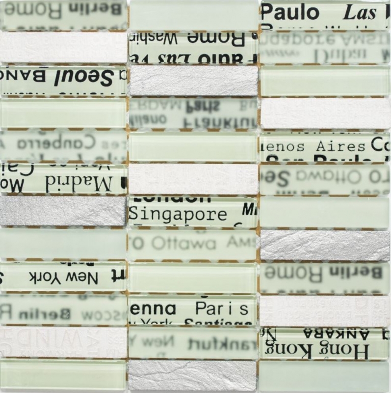 Carreau de mosaïque fond de cuisine blanc translucide rectangulaire Mosaïque de verre Crystal pierre blanche MOS87-19_f
