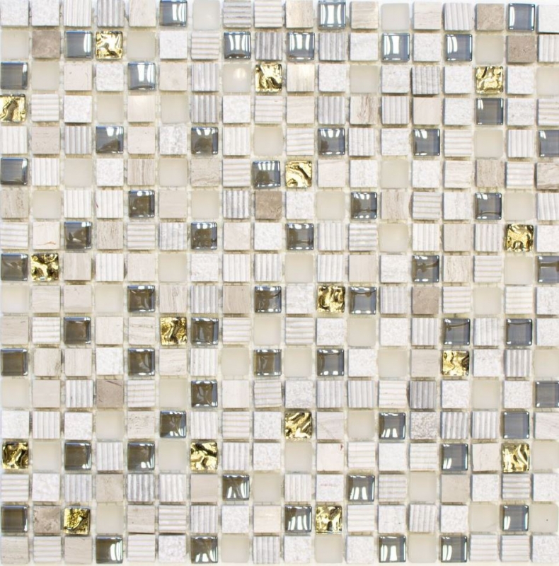 Carreau de mosaïque fond de cuisine translucide gris clair or Mosaïque de verre Crystal pierre EP gris clair or MOS92-HQ12_f