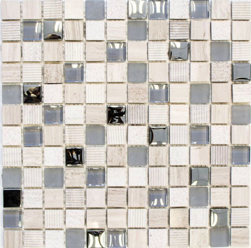 Carreau de mosaïque Fond de cuisine Translucide gris clair argenté Mosaïque de verre Crystal Pierre EP gris clair argenté MOS92-HQ20_f