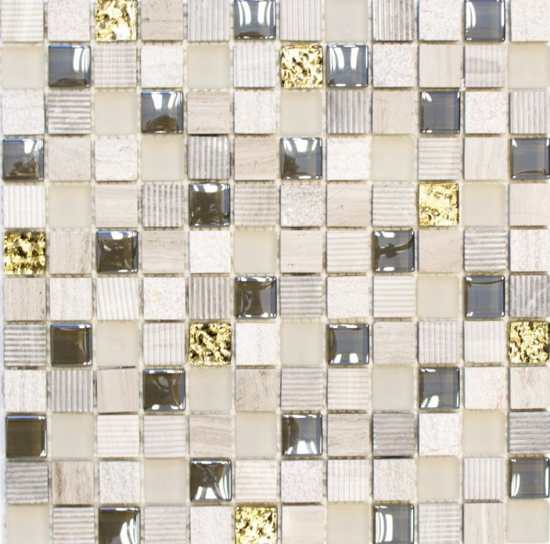 Carreau de mosaïque fond de cuisine translucide gris clair or Mosaïque de verre Crystal pierre EP gris clair or MOS83-HQ22_f