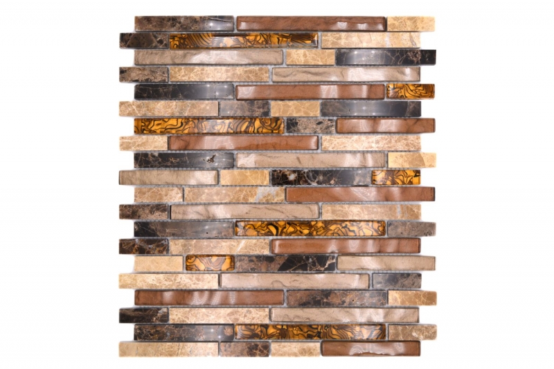 Carreau de mosaïque fond de cuisine translucide beige marron composite Mosaïque de verre Crystal Marbre beige marron MOS86-1302_f