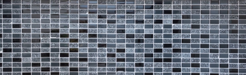 Carreau de mosaïque Fond de cuisine Translucide gris noir Rectangle Mosaïque de verre Crystal Pierre grise noire MOS87-1303_f