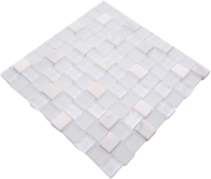 Carreau de mosaïque Translucide blanc Rectangle Mosaïque de verre Crystal Pierre blanche MOS82-0111_f