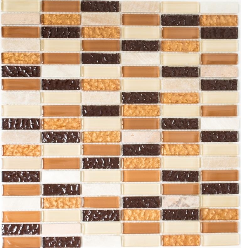 Carreau de mosaïque fond de cuisine translucide beige marron baguettes Mosaïque de verre Crystal pierre beige marron MOS87-1206_f
