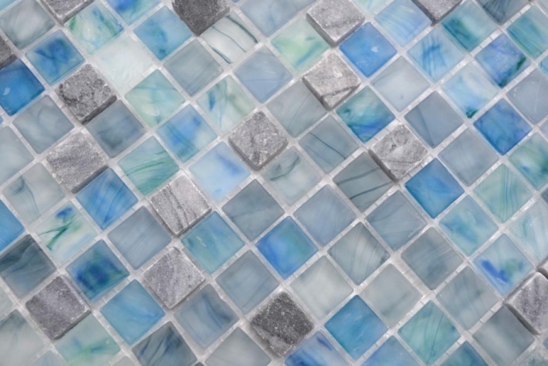 Carreaux de mosaïque fond de cuisine bleu vert Mosaïque de verre pierre Cream bleu vert MOS92-XCR1501_f