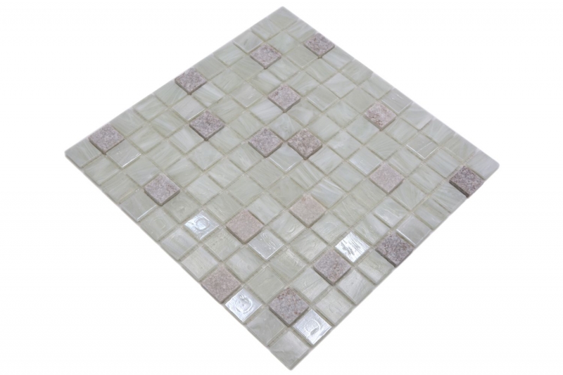 Carreaux de mosaïque Fond de cuisine blanc Mosaïque de verre Pierre Cream MOS94-2503_f