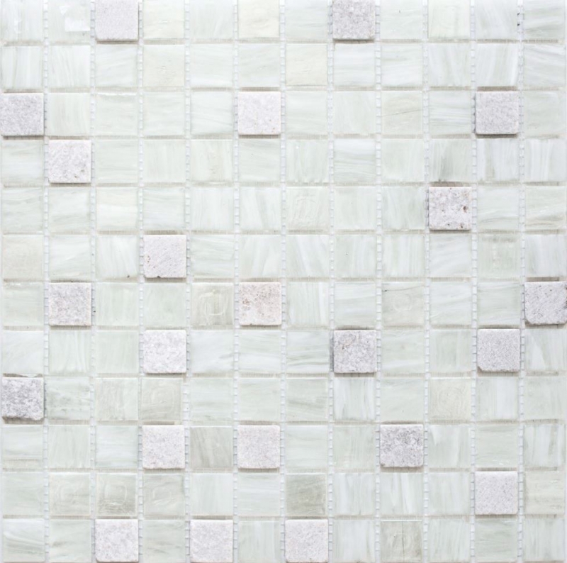 Carreaux de mosaïque Fond de cuisine blanc Mosaïque de verre Pierre Cream MOS94-2503_f