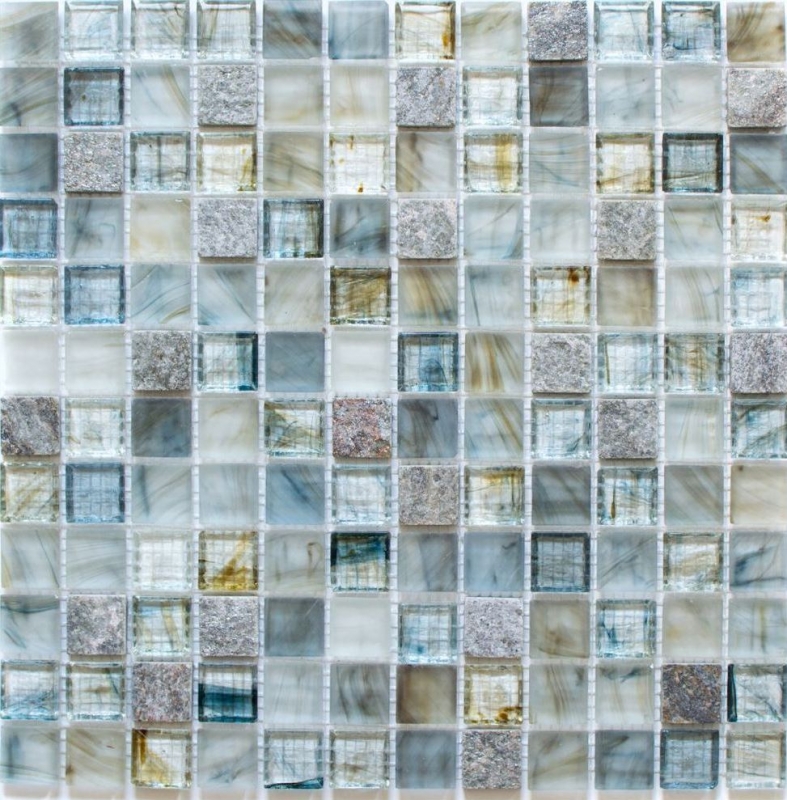 Carreaux de mosaïque gris clair Mosaïque de verre Pierre Cream MOS94-2505_f