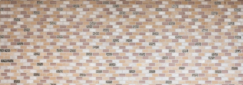 Carreau de mosaïque fond de cuisine Translucide beige Brick Mosaïque de verre Crystal Pierre coquillage beige MOS87-B05S_f