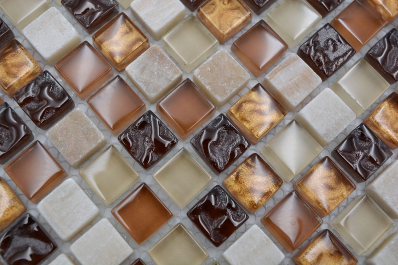 Carreau de mosaïque Translucide beige marron Mosaïque de verre Crystal pierre beige marron MOS92-1206_f