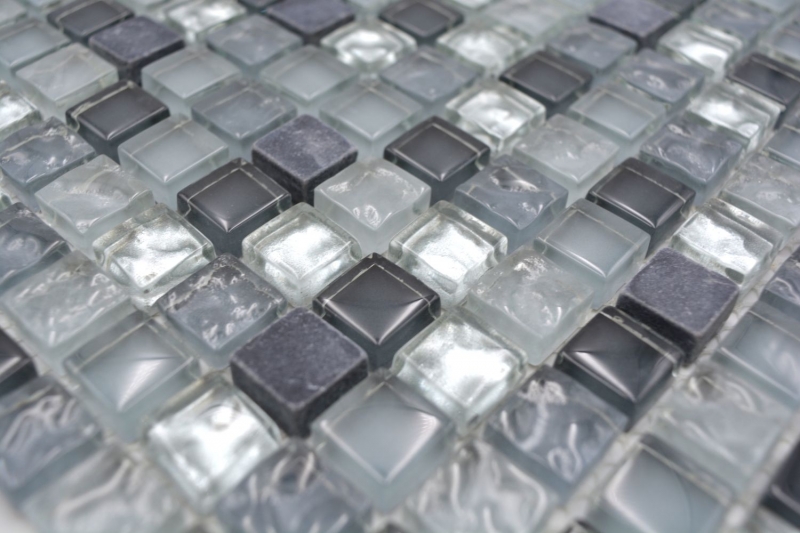 Carreau de mosaïque Translucide clair gris argenté Mosaïque de verre Crystal pierre claire gris argenté MOS92-0208_f