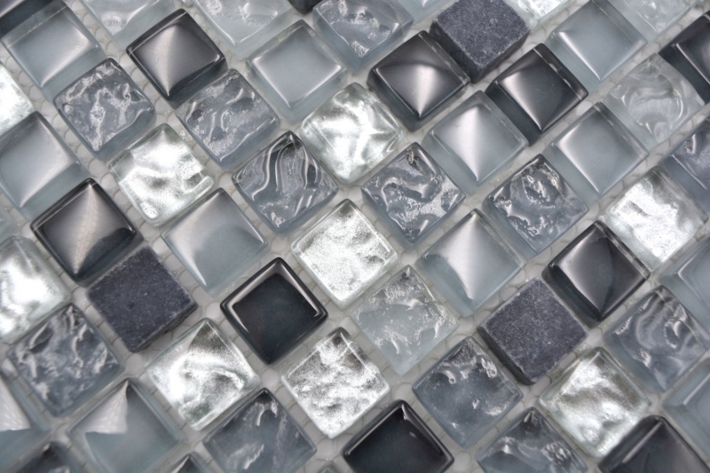 Carreau de mosaïque Translucide clair gris argenté Mosaïque de verre Crystal pierre claire gris argenté MOS92-0208_f