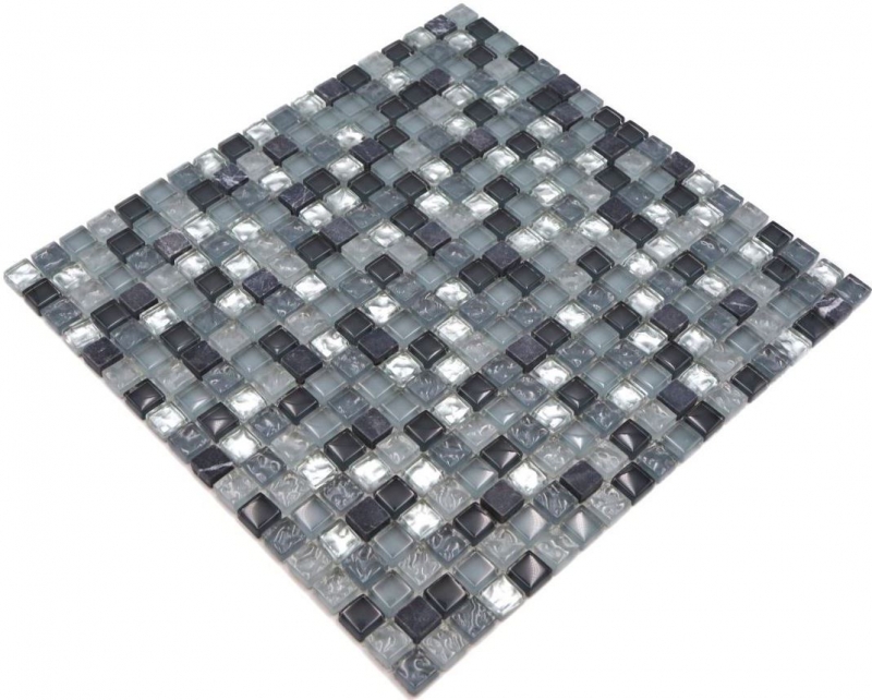 Carreau de mosaïque Translucide clair gris argenté Mosaïque de verre Crystal pierre claire gris argenté MOS92-0208_f