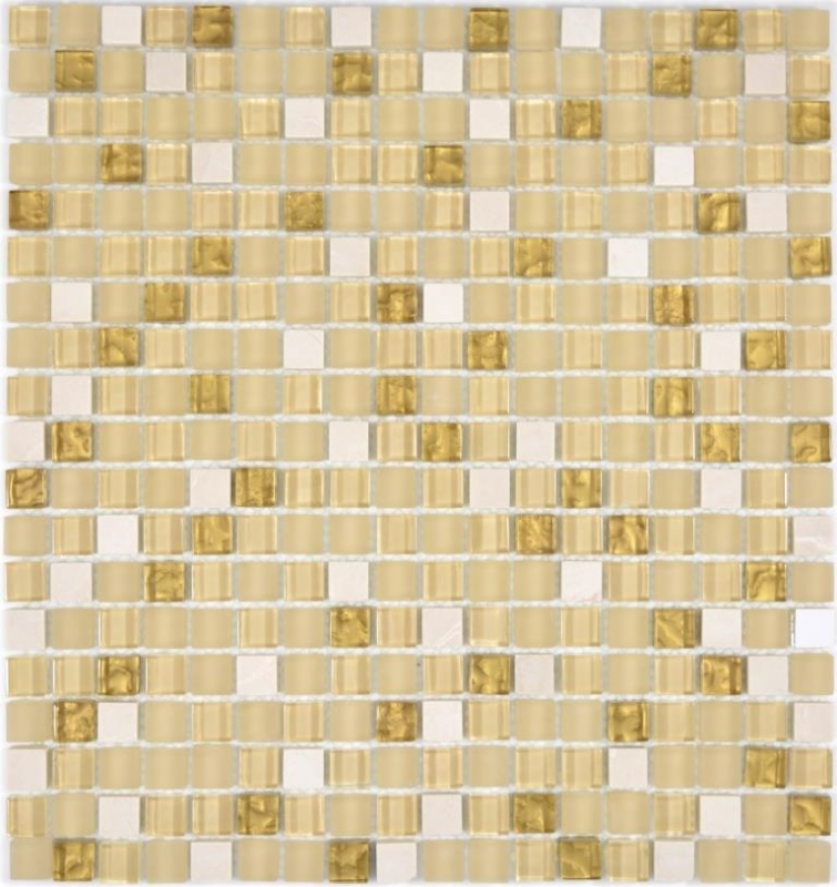Carreau de mosaïque fond de cuisine translucide blanc or Mosaïque de verre Crystal pierre blanc mat or MOS92-1201_f