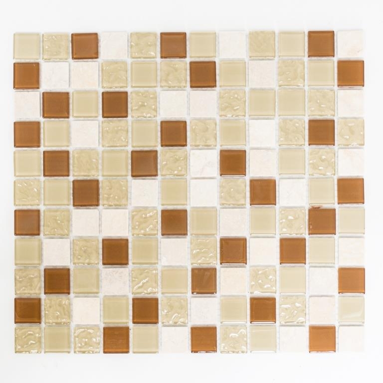 Carreaux de mosaïque fond de cuisine beige mosaïque de verre pierre MOS62-1204-GN_f