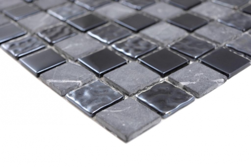 Carreaux de mosaïque fond de cuisine gris noir mosaïque de verre pierre MOS62-0302-GN_f