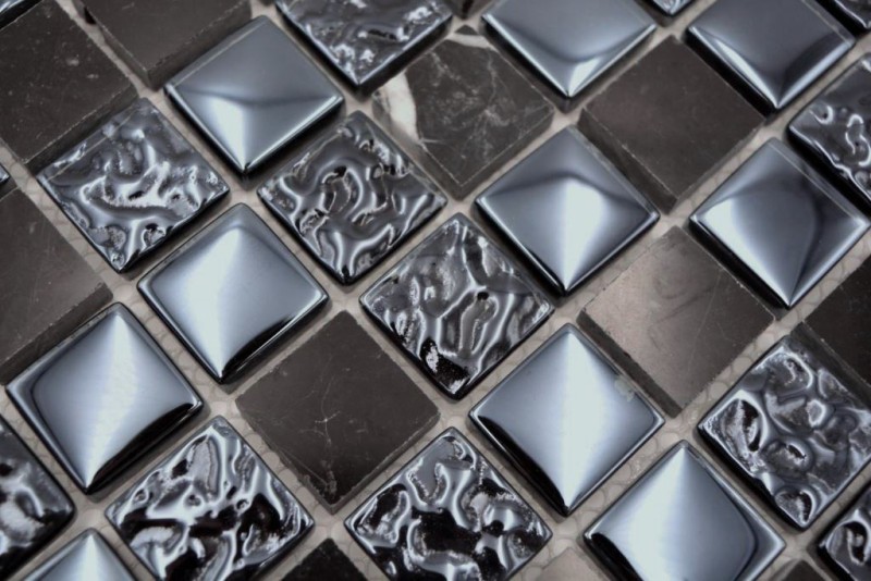Carreau de mosaïque Translucide gris noir Mosaïque de verre Crystal pierre grise noire MOS82-0208_f