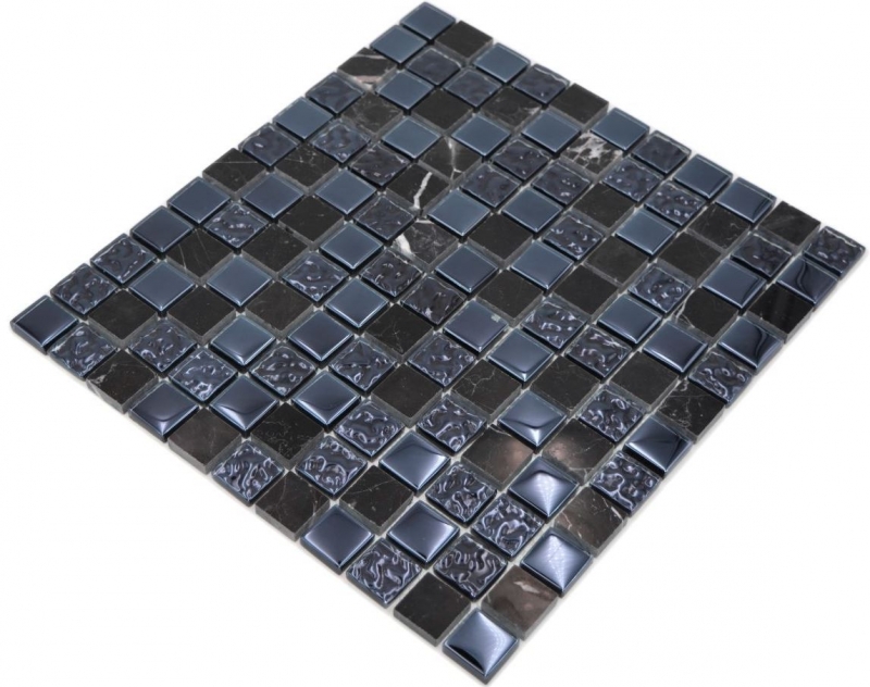 Carreau de mosaïque Translucide gris noir Mosaïque de verre Crystal pierre grise noire MOS82-0208_f