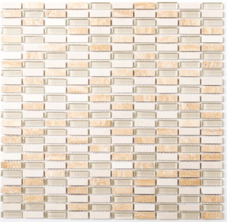 Carreau de mosaïque fond de cuisine translucide beige baguettes mosaïque de verre Crystal pierre beige MOS87-1412_f