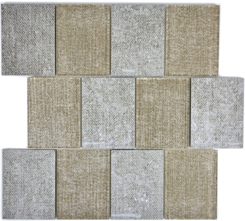 Carreau de mosaïque Céramique translucide beige Rectangle Mosaïque de verre Crystal Céramique beige MOS88J-1202_f