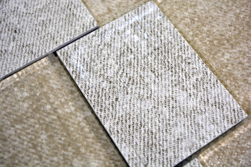 Carreau de mosaïque Céramique translucide beige Rectangle Mosaïque de verre Crystal Céramique beige MOS88J-1202_f