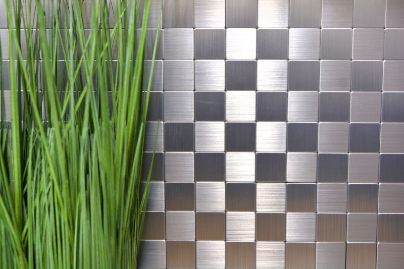 Carreaux de mosaïque fond de cuisine autocollant aluminium argent métal MOS200-22M25_f