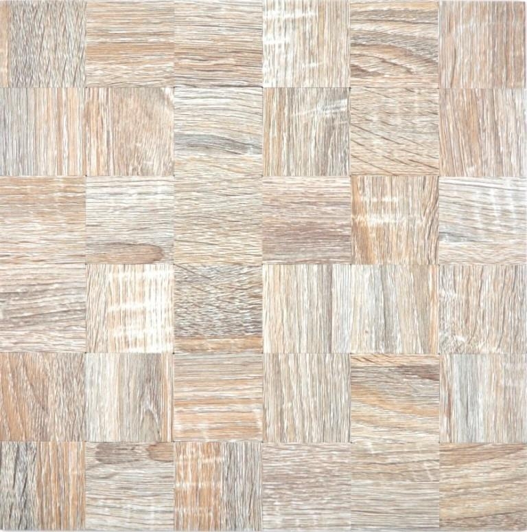 Carreaux de mosaïque fond de cuisine autocollant aluminium gris clair métal imitation bois clair MOS200-2222_f