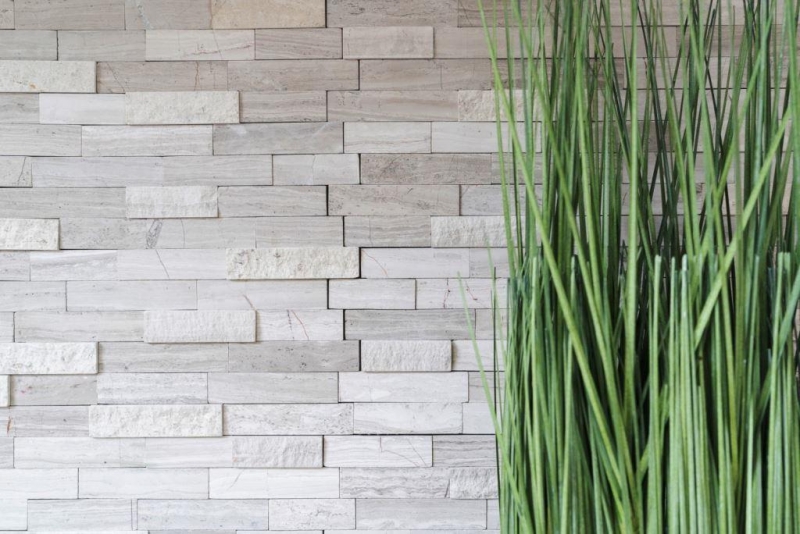 Carreaux de mosaïque fond de cuisine autocollant marbre pierre naturelle gris blanc cream pierre naturelle white wood MOS200-0120_f