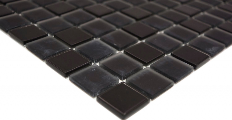 Carreaux de mosaïque fond de cuisine autocollant noir Mosaïque de verre noir mat noir MOS200-4CM22_f
