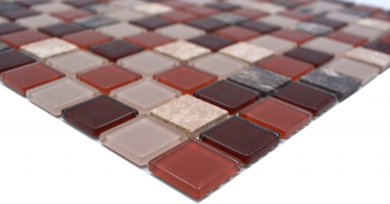 Carreaux de mosaïque fond de cuisine autocollant pierre beige marron mosaïque de verre pierre beige marron emperador MOS200-4M352_f