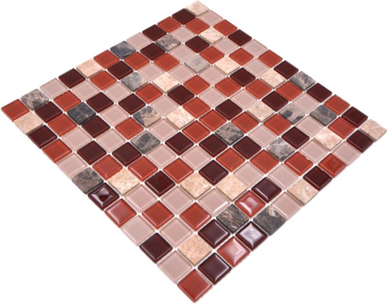 Carreaux de mosaïque fond de cuisine autocollant pierre beige marron mosaïque de verre pierre beige marron emperador MOS200-4M352_f
