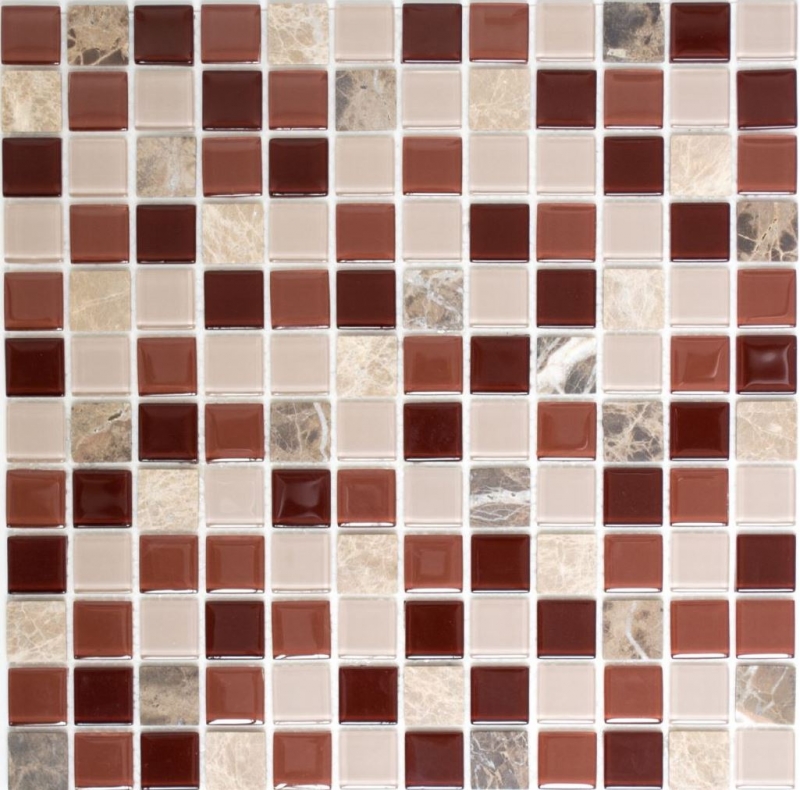 Carreaux de mosaïque fond de cuisine autocollant pierre beige marron mosaïque de verre pierre beige marron emperador MOS200-4M352_f