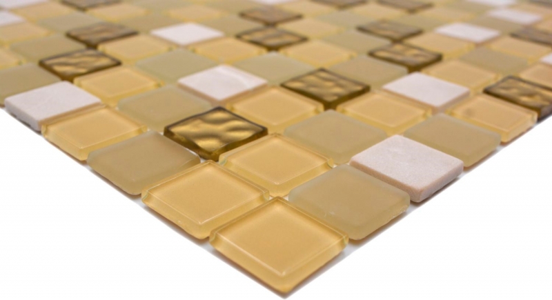 Carreaux de mosaïque fond de cuisine autocollant pierre blanc or mosaïque de verre pierre blanc mat or MOS200-4M362_f