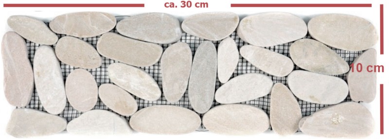 Galets de rivière beige clair Bordures Galets coupés blanc 5 7 MOSBor-SK1202_f