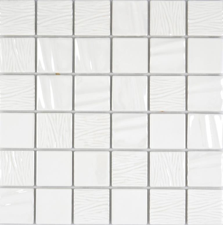 Mosaïque céramique Kanaan blanc plain Carreaux mosaïque murale carrelage cuisine salle de bain MOS14-0111_f