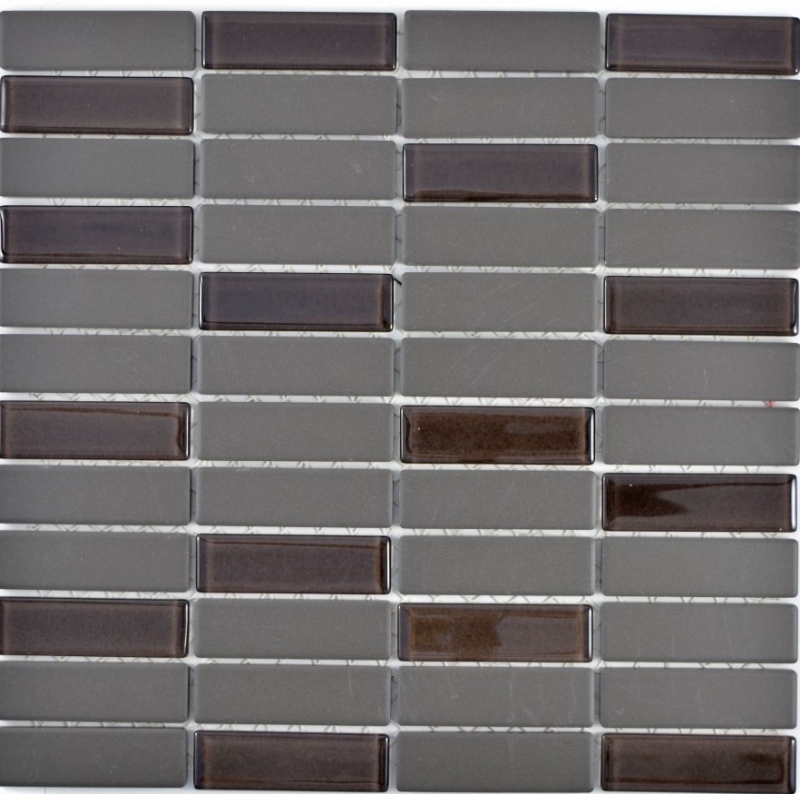 Carreau mosaïque céramique baguettes brun non émaillé verre dosseret cuisine MOS24-1313-R10_f