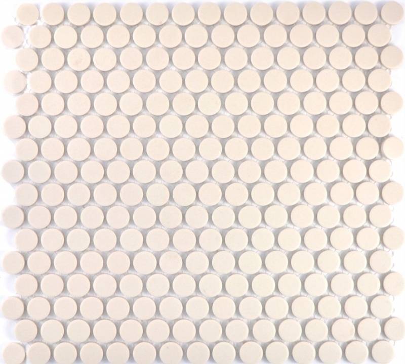 Mosaïque bouton LOOP mosaïque ronde beige clair mat mur carrelage BAD MOS10-1202-R10_f