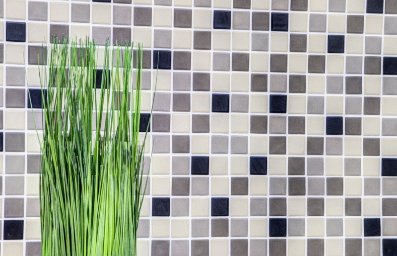 Carreau de mosaïque Céramique beige clair gris non émaillé Dos de cuisine MOS18-0205_f