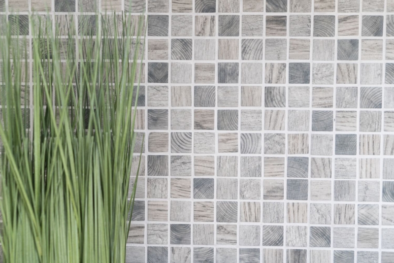 Carreaux de mosaïque ECO Recyclé GLAS ECO Structure bois gris clair MOS63-312_f