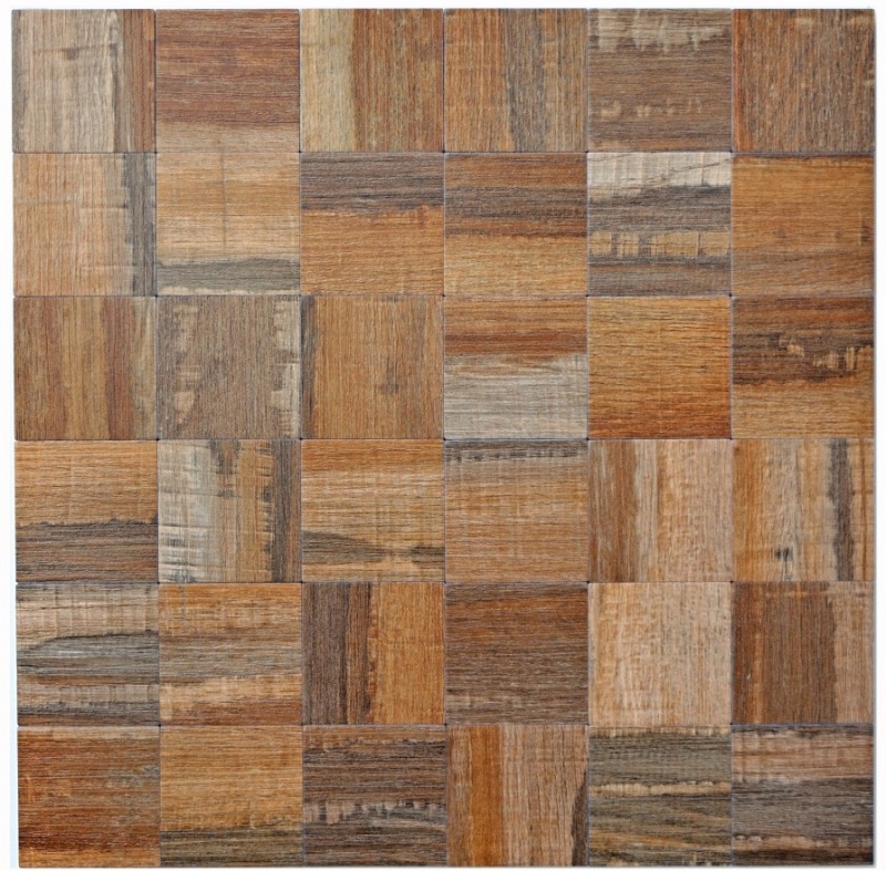 Carreaux de mosaïque fond de cuisine autocollant aluminium brun métal imitation bois foncé MOS200-2122_f
