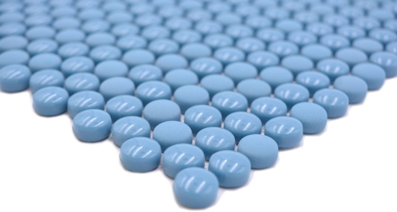 Rond Enamel mix bleu brillant/mat Carreaux de mosaïque muraux Cuisine Salle de bain MOS140-0411_f