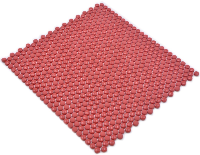 Mosaïque bouton verre rouge brillant mat sol de douche paroi de baignoire MOS140-0911_f