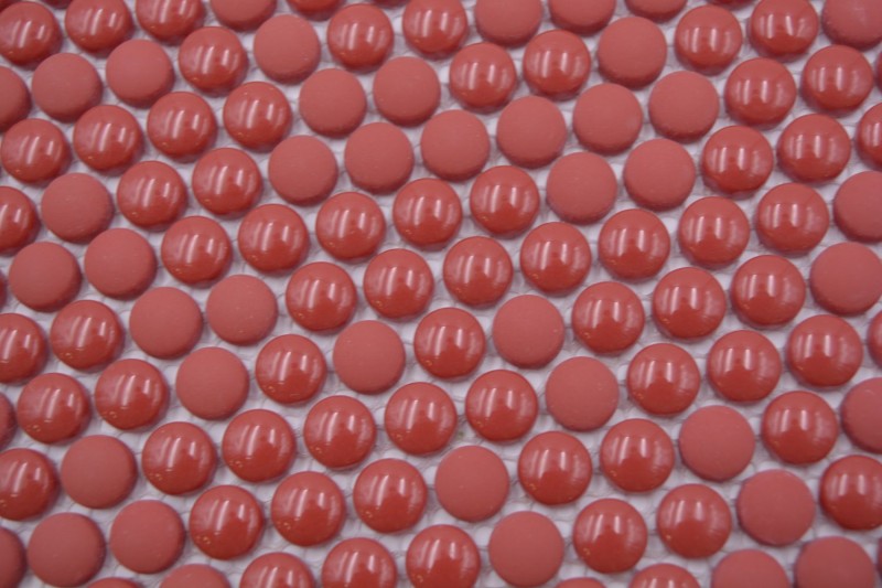 Mosaïque bouton verre rouge brillant mat sol de douche paroi de baignoire MOS140-0911_f