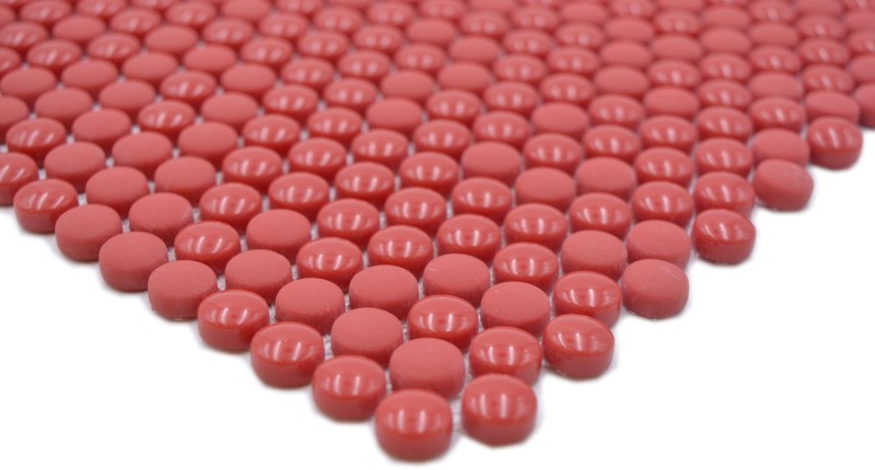 Mosaïque bouton verre rouge brillant mat sol de douche paroi de baignoire MOS140-0911_f