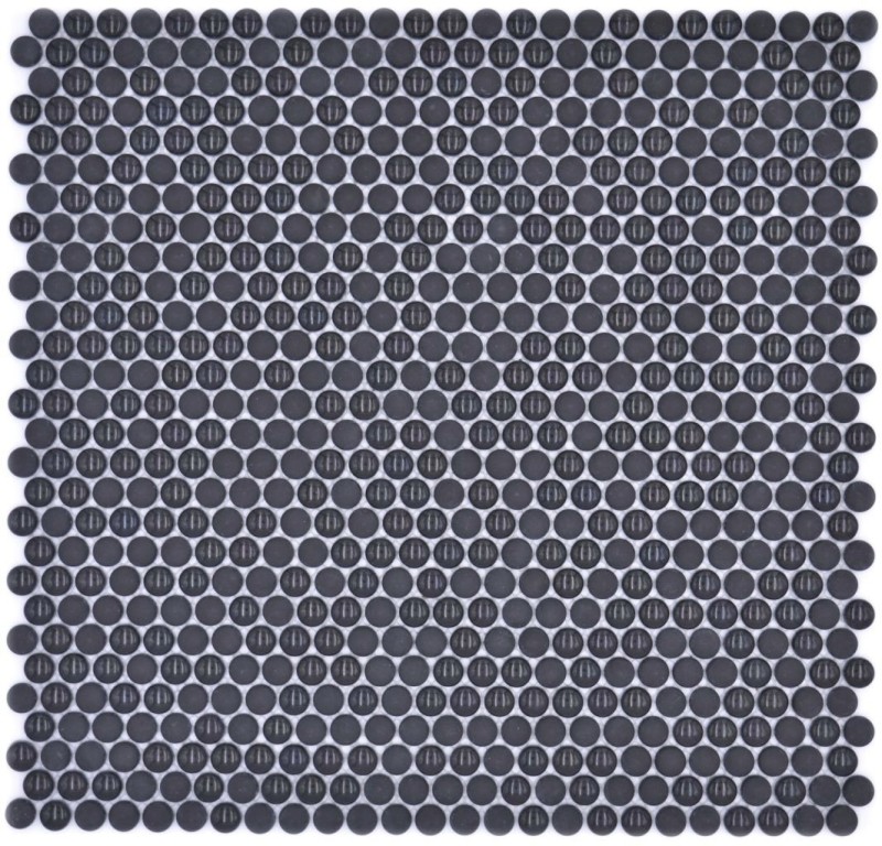 Mosaïque bouton verre noir brillant mat sol de douche paroi de baignoire MOS140-0311_f