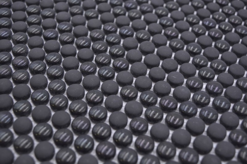 Mosaïque bouton verre noir brillant mat sol de douche paroi de baignoire MOS140-0311_f