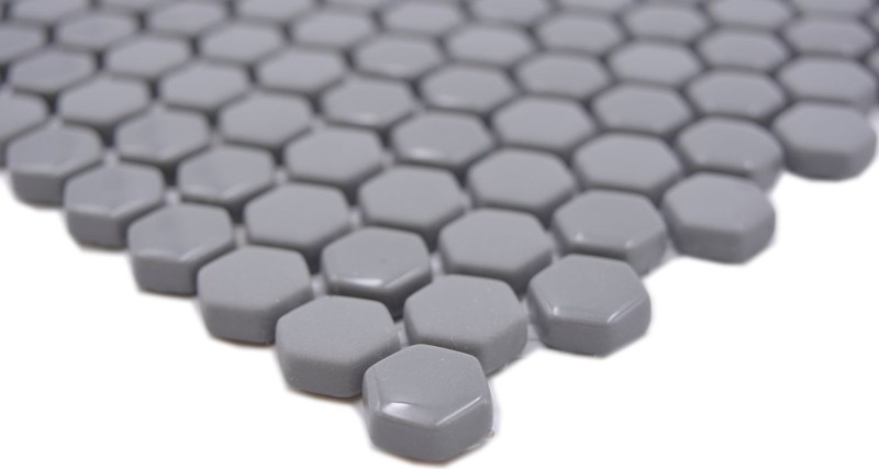 Mosaïque de verre Hexagonal Carreaux hexagonaux gris brillant mat Carreaux de mosaïque murale Carreaux de cuisine Salle de bain MOS140-0201_f